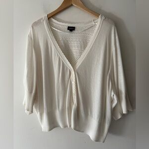 Torrid White Pointelle Cropped Cardigan‎ Button-Front Sweater